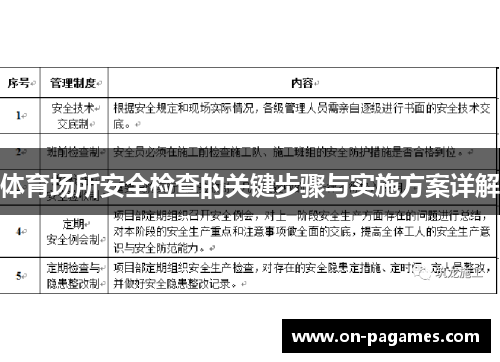 体育场所安全检查的关键步骤与实施方案详解